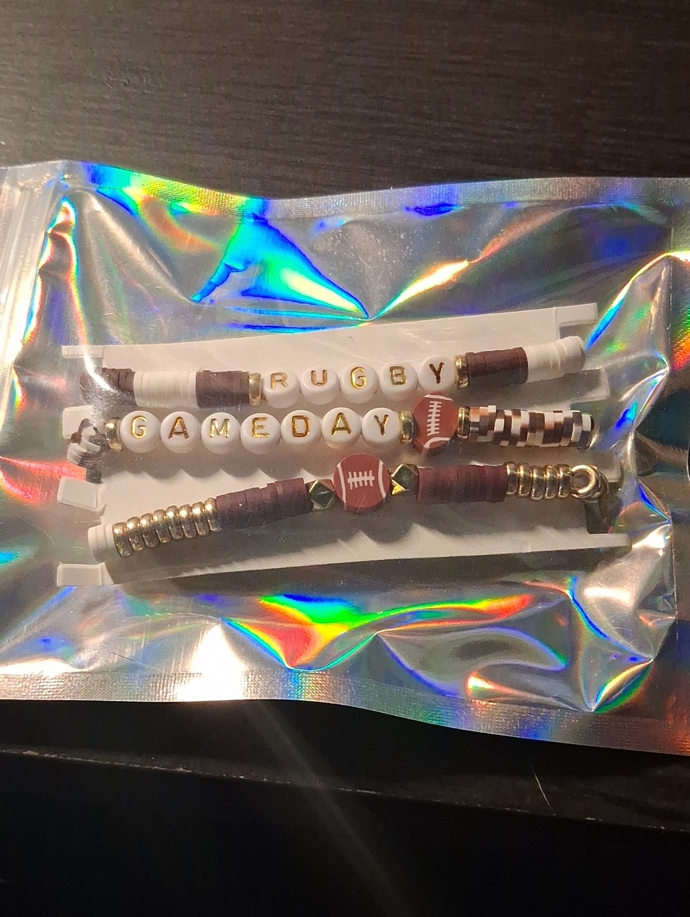 Source Unknown Kids Bracelet Set - White, Brown & Gold